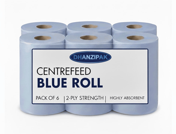 6 x Centrefeed Blue Rolls | 2 Ply Embossed Paper Towels | Strong & Absorbent | UK Supplier | Perfect for Commercial & Kitchen Use Cleaning