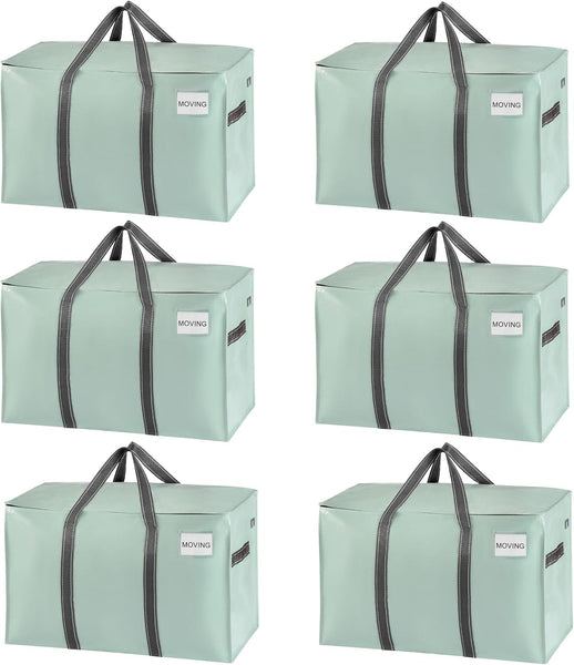 VENO 8 Pack Extra Large Moving Storage Bags with Zips, Heavy-Duty Organizer Tote, Moving Box Alternative, Packing Supply, Clothes Storage Bin, Tag Pocket for Label, Water-Resistant (Clear, 8 Pack)