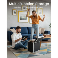 Vinyl Record Storage 12, LP Case Album Collection DJ Carry Storage Cases Lockable Box LP Case Vinyl Record Storage Carry Box Holds up to 50pcs Albums Record Collection Chest