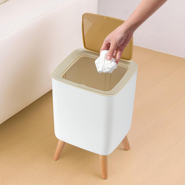 360x220mm 9L Trash Bin Bathroom Bins Garbage Bin with Press top Lid Nordic Modern Waste Bin Modern Waste Bin with Legs for Kitchen Bathroom Bedroom Office Outdoor Dog Proof