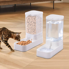 Pet Feeder Pets Food Feeder and Waterer Set 3.8L 2.1kg, 29*13.5*28.5cm, Travel Supply Feeder and Water Dispenser for Dogs Cats Pets Animals
