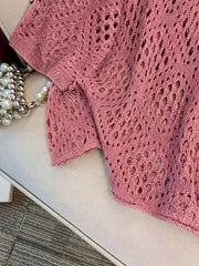 Plus Size - Plus Size - Plus Size Women'S Cashew Flower Loose Temperament Hollow Round Neck Pullover Long Sleeve Sweater