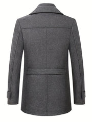 New Autumn And Winter 802 Detachable Double-Layer Collar Thick Velvet Blend Overcoat for Men
