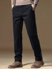 Men's Bedford Classic Fit Stretch Khaki Dress Pants, Casual Trousers, Suitable for Business Occasions, Daily Wear, and Outings in Spring and Autumn