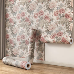 Self-Adhesive Flowers Wallpaper - Pink Boho Self-Adhesive Removable Wall Stickers, Waterproof PVC Contact Paper for Living Room, Cabinets, Bedroom, Kitchen Furniture Refurbishment Wallpaper | Easy Home Decor (59.99cm X 3.02meter) Rentals Friendly