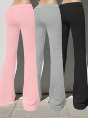 European and American Spring/Summer New Fashion Women's Bottoms: Flared Straight-Leg Pants with Classic English Text Print, Daily Casual Butt-Lifting Peach Butt Long Pants, Three-Piece Set