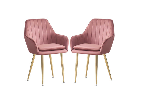 MOF Velvet Dining Chairs Kitchen Chairs Living Room Chairs with Sturdy Metal Legs Reception Chairs with Backrest and Padded Seat