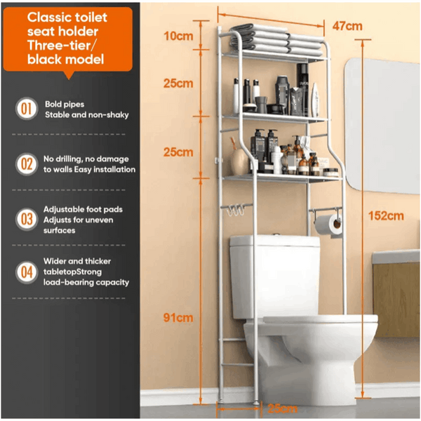 3 Tier Over Toilet Storage Rack Bathroom Laundry Washing Machine Shelf Organizer