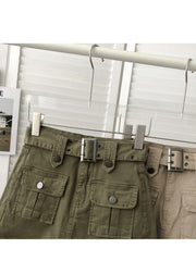 Women's High Waist Cargo Skort with Belt & Built-In Shorts - -Line Mini Skirt, Belted Waistband, Machine Washable Short Length Suitable for,, Casual Attire - Casual Streetwear Outfits