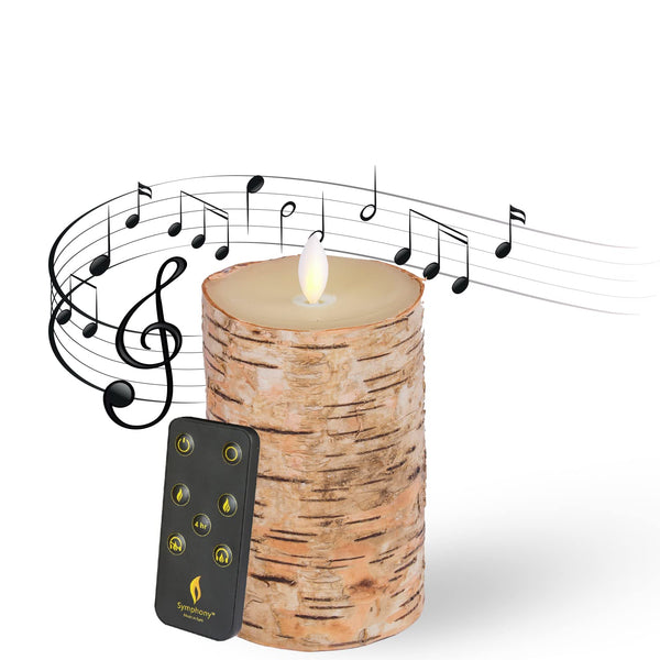 LENCARTA LED Flameless Candle Classic Ivory 6 Inch Wax Shell | Battery Powered Music Rhythm Sensing Flicker-Effect Pillar with Remote Control for Home Decor