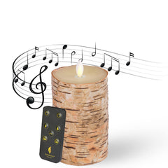 LENCARTA LED Flameless Candle Classic Ivory 6 Inch Wax Shell | Battery Powered Music Rhythm Sensing Flicker-Effect Pillar with Remote Control for Home Decor