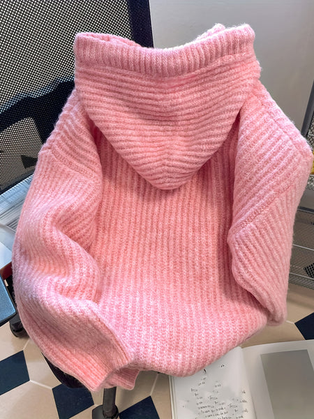 Pink Hooded Drawstring Sweater, Sweet and Casual. Suitable for Spring/autumn/winter Seasons, Niannian