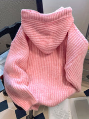 Pink Hooded Drawstring Sweater, Sweet and Casual. Suitable for Spring/autumn/winter Seasons, Niannian