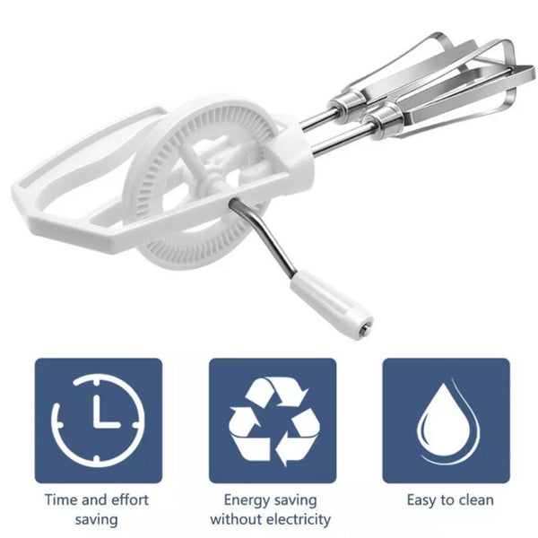 Manual Egg Whisk - Rotating Mixer for Cooking