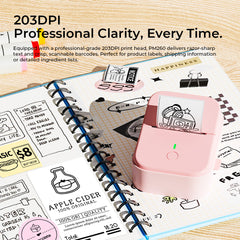 PM260B Portable Wireless Thermal Label Maker - 203DPI HD Printing, 1200mAh Long Battery, Auto-Calibration, Compatible with Mobile & Computer Systems, for Home Storage / Office Organization / Personal Item Sorting (Labels Included)