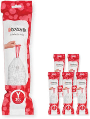 Brabantia Perfectfit Bin Liners (Size G/23-30 Litre) Thick Plastic Trash Bags with Tie Tape Drawstring Handles (40 Bags)