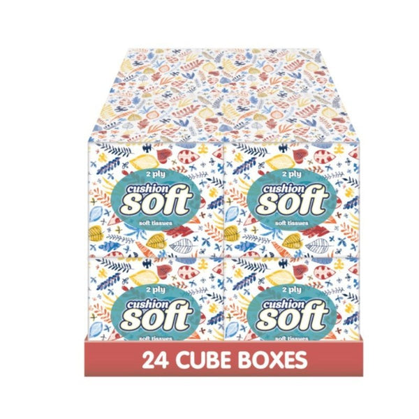 Cushion Soft 2-Ply Facial Tissues 24 Pack 100 Sheets per Box Regular Cube