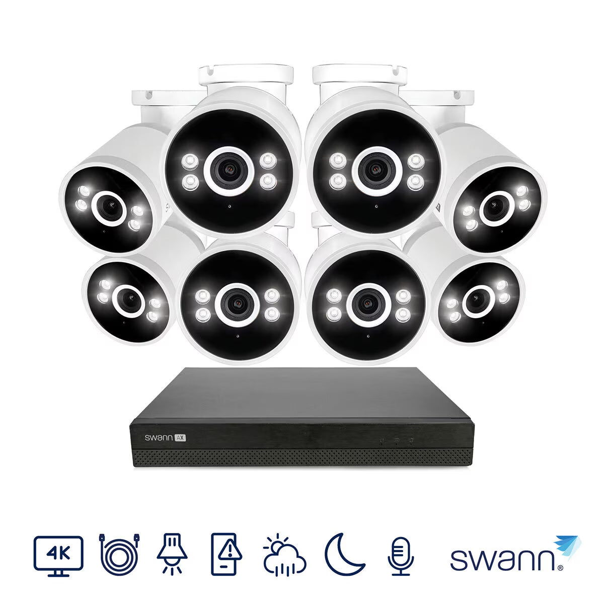 Swann 4K NVR 16 X Channel / 8 X NHD-ADVANXB Bullet Cameras with 2TB HDD SWNVK-16ADVANX8B-EU