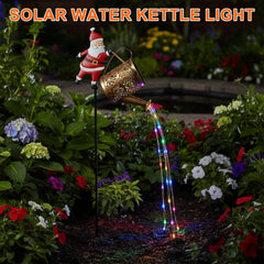 Christmas Santa Solar Kettle Lights Garden Lawn Christmas Lights Solar Santa Claus Watering Can with LED Light Kettle Ground Lamp for outside Patio Yard Christmas Gardening Gifts (Colorful Lights)