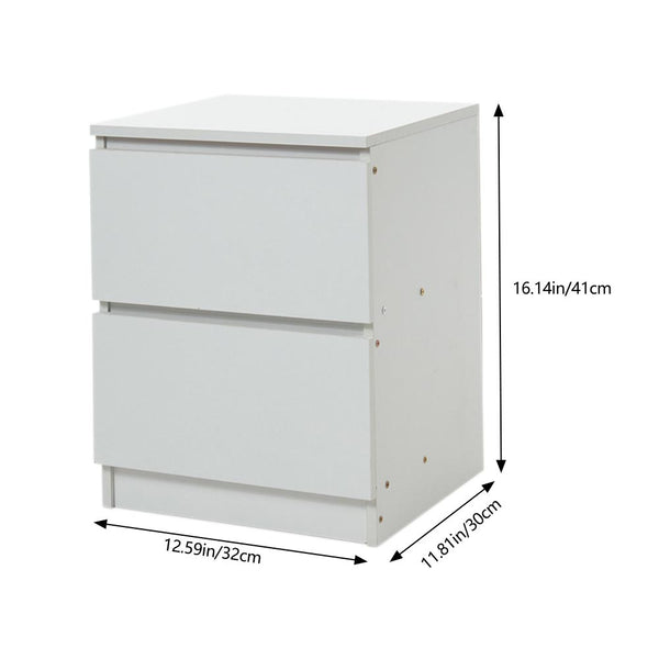 White Wooden Bedside Table With Drawers, Small Cabinet Cupboard Bedroom Furniture Storage Nightstand Unit, Modern Chest Of 2 Drawers Cabinet, Living Room Home Office Sofa Side End Table Coffee Tea Table Side Desk, Multi Functional Bedside Cabinet, 32x30x4