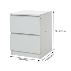 White Wooden Bedside Table With Drawers, Small Cabinet Cupboard Bedroom Furniture Storage Nightstand Unit, Modern Chest Of 2 Drawers Cabinet, Living Room Home Office Sofa Side End Table Coffee Tea Table Side Desk, Multi Functional Bedside Cabinet, 32x30x4