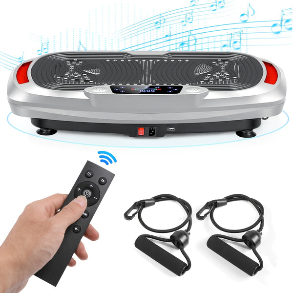 Smart Fat Elimination Vibration Plate | 300W Quiet Engine | 120 Speed Settings | Tension Rope | Silvery EU Standard | Fitness Support Vibration Device, Without Battery
