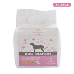 Dog Nappies, 10 PCS Female Pet Dog Cat Nappies Set, Disposable Sanitary Wraps Panties for Dog 0.5 - 32kg, Nappies Super Absorbent, 5 Size Diapers for Urinary Incontinence Dog