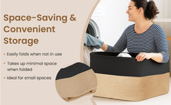 65L Large Storage Basket Blanket Baskets in Living Room, Nursery, Bedroom, Cotton Rope Baskets for Towels, Books, Toys, Dirty Clothes, Baby Storage Organiser, Grey, 65L