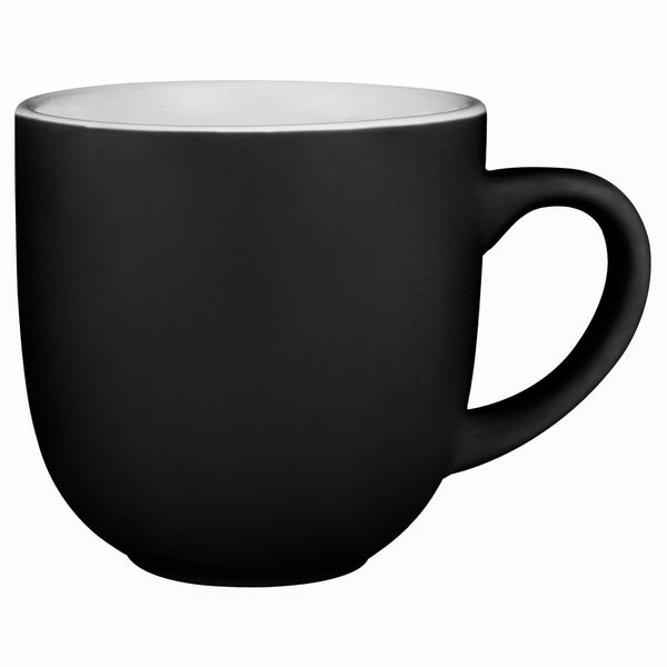 Set of 4 Black Gloss Tea & Coffee Mugs – 350ml Ceramic Cups Kitchenware