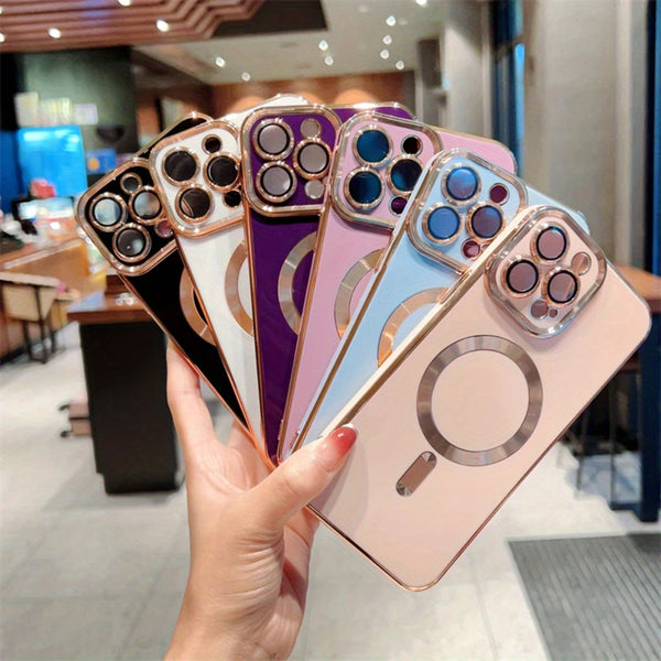 Luxury Magnetic Plating Frame Phone Case for Iphone 15 Pro Max, Compatible with Iphone Models 11, 12, 13, 14, 15, And 16 Plus, Designed to Protect The Lens.