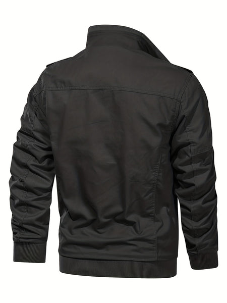 Men's Tactical Jacket with Multiple Pockets, Practical Workwear Style Coat