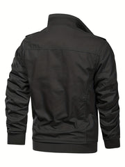 Men's Tactical Jacket with Multiple Pockets, Practical Workwear Style Coat