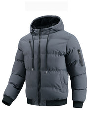Winter New Style Padded Jacket Men'S Solid Color Fleece Coat Trendy Fashion Hooded Thickened Youth Clothes Casual Padded Coat Men
