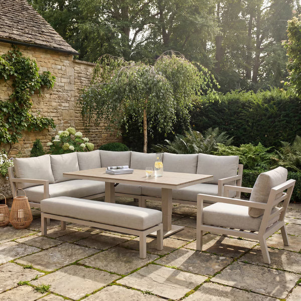 Bramblecrest Stowe 4 Piece L-Shaped Deep Seating Patio Set with Height Adjustable Table