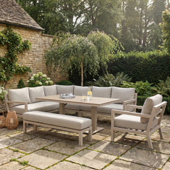 Bramblecrest Stowe 4 Piece L-Shaped Deep Seating Patio Set with Height Adjustable Table