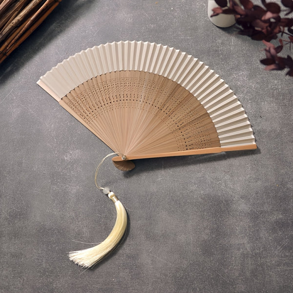 Portable Bamboo Handheld Folding Fan Suitable for Women - Elegant Chinese Decorative Cooling Fan with Bamboo for Weddings, Dance Performances, Church Events, Summer & Hot, Foldable