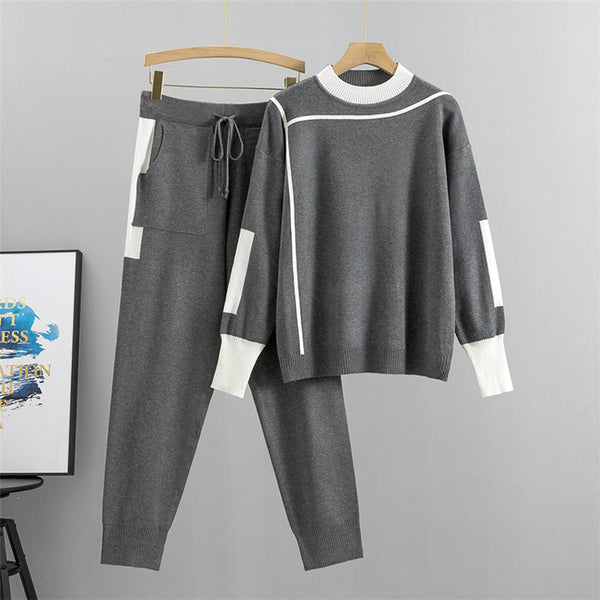New Casual Checkered Sweater Set for Women - Trendy Style, Ideal for Spring, Autumn, And Winter