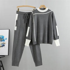 New Casual Checkered Sweater Set for Women - Trendy Style, Ideal for Spring, Autumn, And Winter