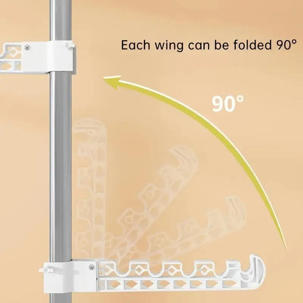4-Tier Standing Clothes Laundry Drying Rack Coat Hanger Organizer Floor to Ceiling Adjustable Metal Corner Tension Pole