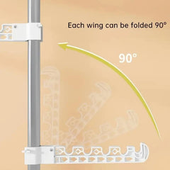 4-Tier Standing Clothes Laundry Drying Rack Coat Hanger Organizer Floor to Ceiling Adjustable Metal Corner Tension Pole