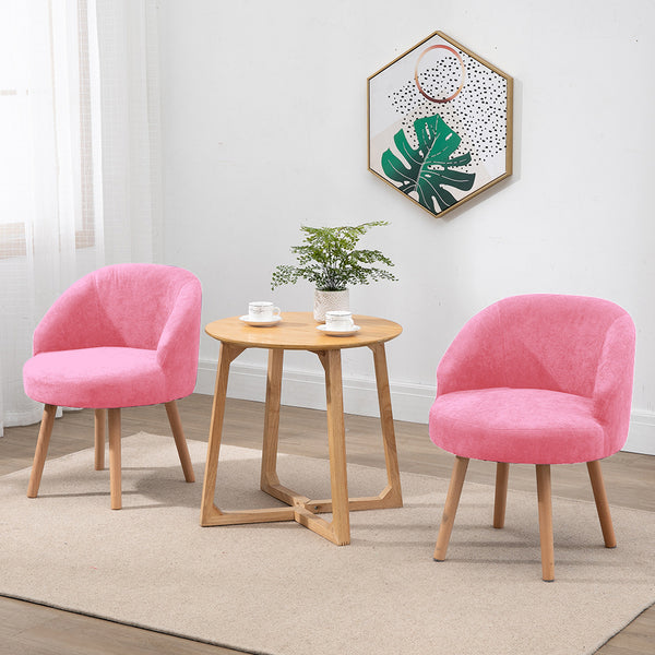 Set of 2 Small Accent Tub Chairs Occasional Lounge Sofa for Living Room Bedroom, Upholstered Fabric with Solid Wood Legs