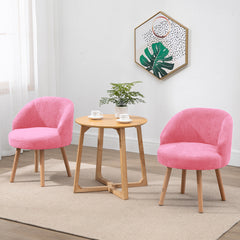 Set of 2 Small Accent Tub Chairs Occasional Lounge Sofa for Living Room Bedroom, Upholstered Fabric with Solid Wood Legs
