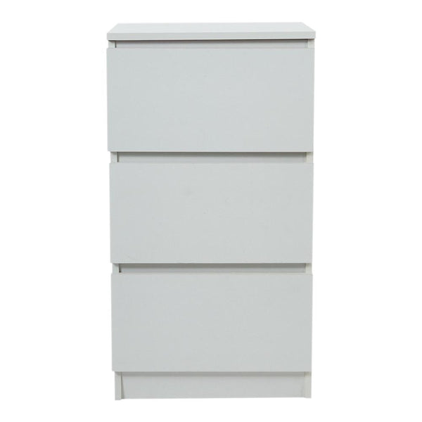 Wooden Slim Bedside Table Narrow Nightstand Side Table with 3 Drawers Storage, Tall Telephone Bedside Cabinets Sofa Side End Tables for Bedroom Small Spaces Living Room, Accent Furniture, White Coffee Tea Table, 32x30x59cm