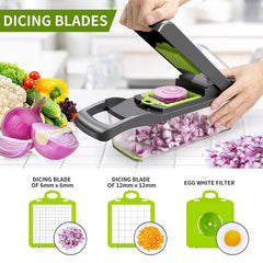 16pcs Vegetable Chopper, Multi-Purpose Fruit Slicer, Handle Food Grater, Vegetable Slicer, Cutter with Container, Onion Chopper with Multiple Interchangeable Blades