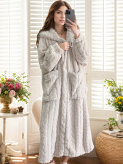 Adult Women's Hooded Night Dress - Preppy Style, Soft Flannel & Polyester Knit Fabric - Fall/Winter Lounge Wear | Cozy Fleece with Pockets | Machine Washable