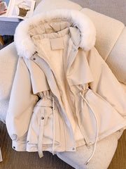 [Winter Coat Women] Women's Parka Autumn And Winter 2025 New Slim Parka, Fashionable And Versatile Plush One-piece Coat, Solid Color Daily Casual Style, Elegant Temperament Style, Comfortable And Warm to Wear, Halloween And Christmas Clothes Women