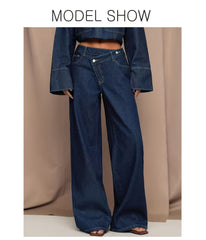 [2026SS] Women's New Stretchy Wide Leg Jeans, Loose Straight Blue Jeans, Washed Denim Trousers with Pockets, High Waisted Tummy Control Comfort Pantalones, Street Style Ladies' Outfit, Female Baggy Casual Pants for Work, Travel and Office.