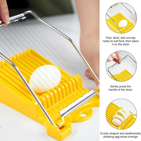 Upgrade Hand Luncheon Meat Slicer, Manual Egg Cutter, Multi-Purpose Kitchen Tool for, Cheese Bananas, Avocados, Vegetables Dishwasher Safe, Rust-Resistant (yellow, 10-Wire)