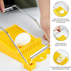 Upgrade Hand Luncheon Meat Slicer, Manual Egg Cutter, Multi-Purpose Kitchen Tool for, Cheese Bananas, Avocados, Vegetables Dishwasher Safe, Rust-Resistant (yellow, 10-Wire)