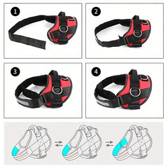 Adjustable Dog Harness for Small & Large Dogs - Reflective Nylon Vest with Striped Design, D-Ring Leash Attachment, and 